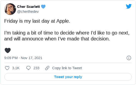 Cher Scarlett'ın tweeti