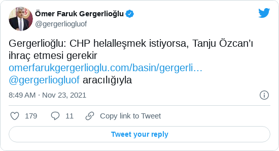 Ömer Faruk Gergerlioğlu tweeti