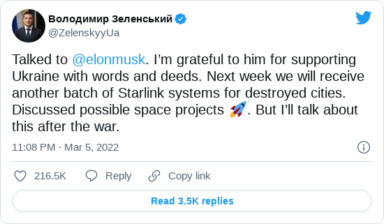 Volodimir Zelenski tweeti