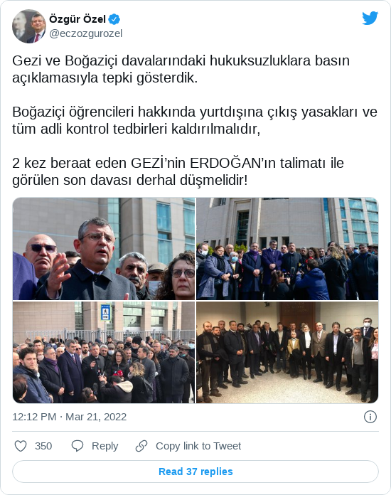 Özgür Özel'in tweeti