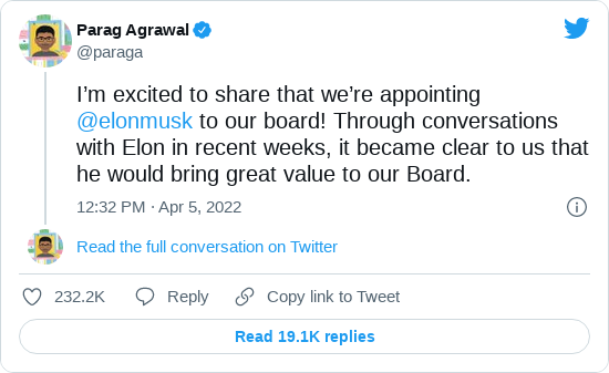Parag Agrawal tweeti