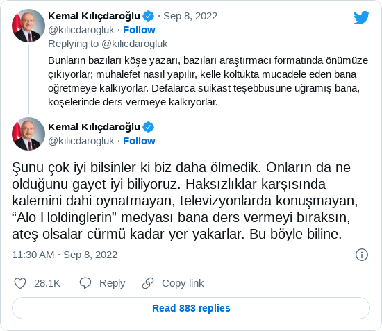 Kılıçdaroğlu'nun tweeti