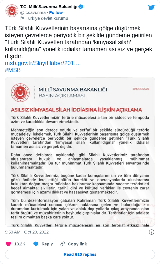 TSK'nın konuya ilişkin tweeti